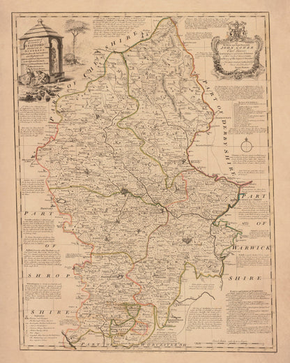 Staffordshire Map dated 1760 – antique art print from Ninska Designs