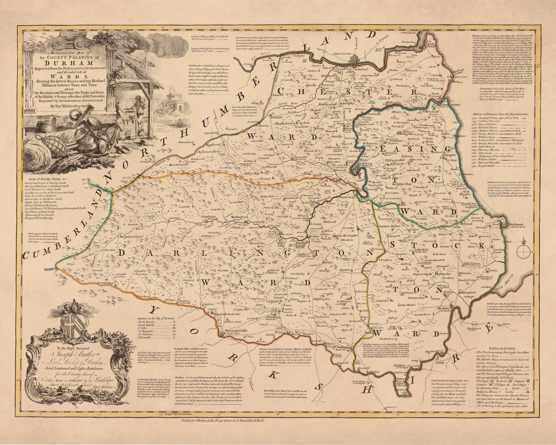 Durham Map dated 1775 – antique art print from Ninska Designs