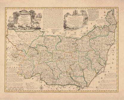 Suffolk Map dated 1750 – antique art print from Ninska Designs