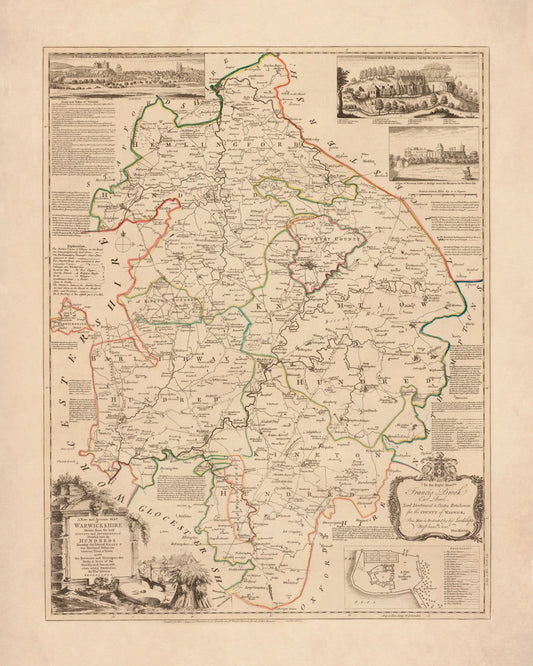 Warwickshire Map dated 1765 – antique art print from Ninska Designs