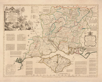 Hampshire Map dated 1760 – antique art print from Ninska Designs